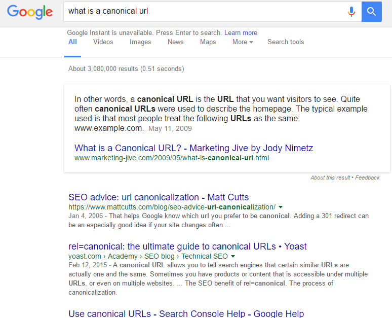 What is a Canonical URL SERP